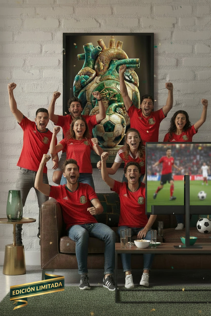 "Cuadro fútbol arte escultórico corazón Mundial 2026 decoración sala"