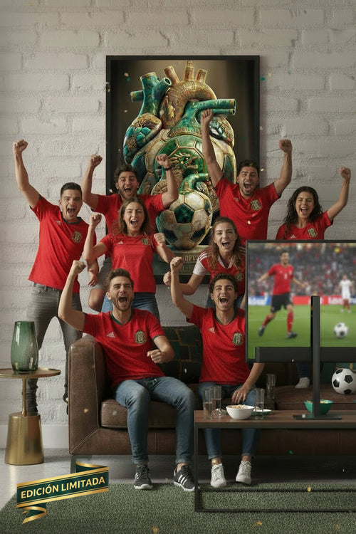 "Cuadro fútbol arte escultórico corazón Mundial 2026 decoración sala"