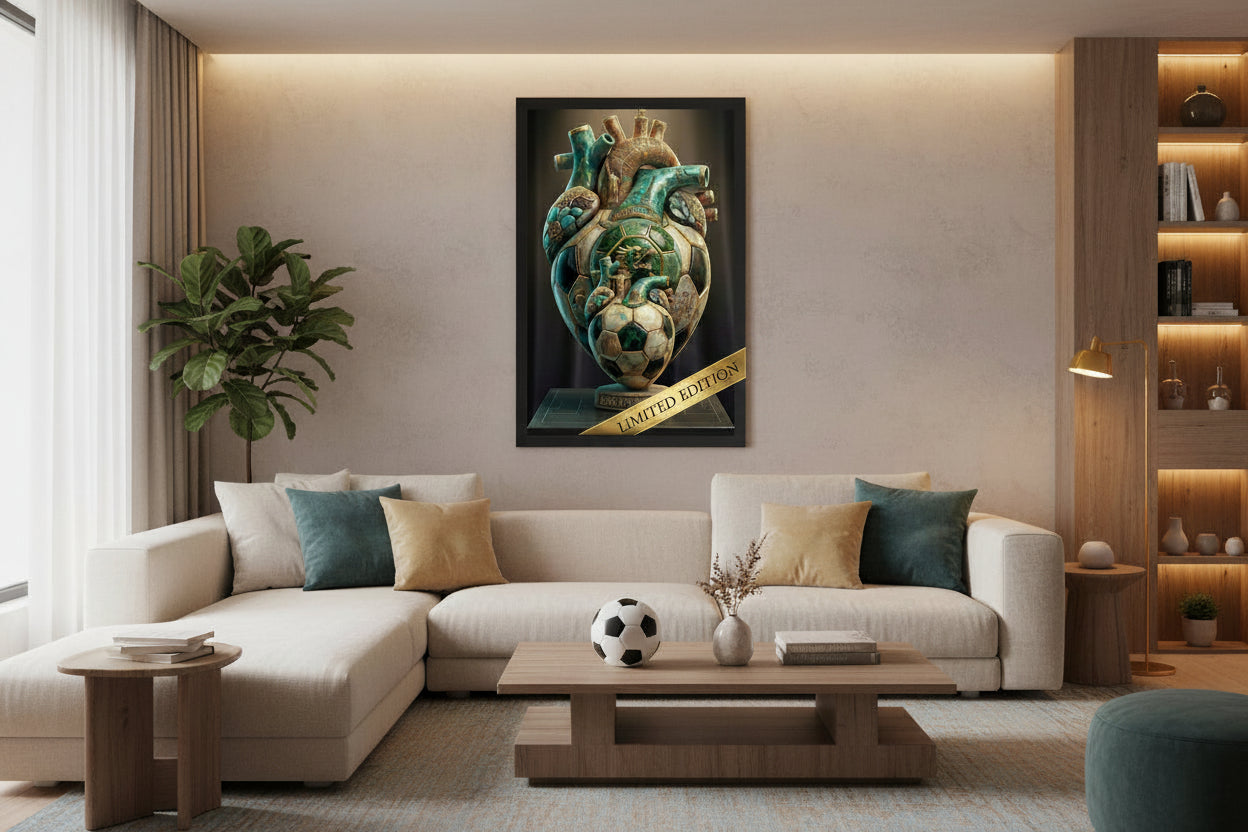 "Cuadro fútbol arte escultórico corazón Mundial 2026 decoración sala"