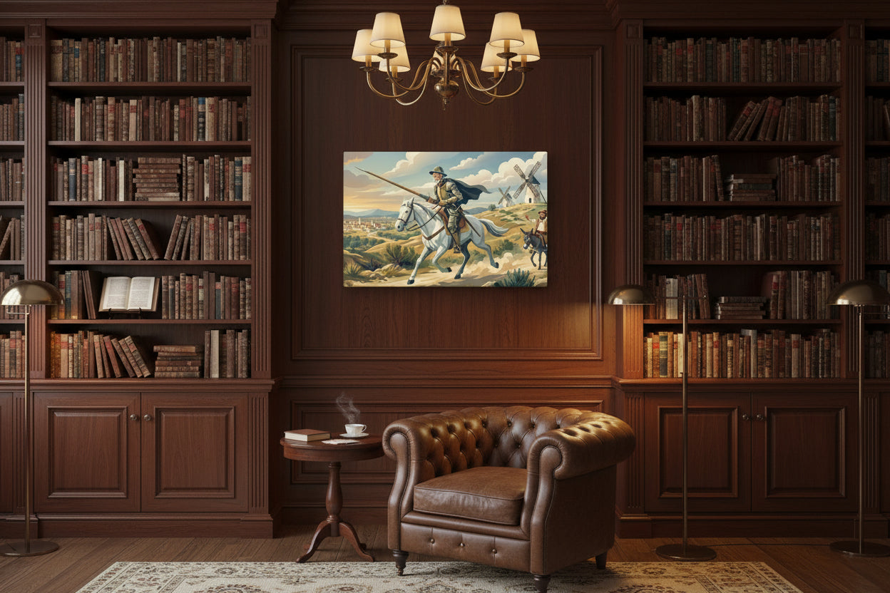 Cuadro Don Quijote de la Mancha lienzo arte clásico español decoración oficina biblioteca