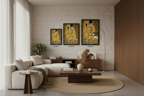 Póster enmarcado El Beso Gustav Klimt arte clásico dorado decoración romántica hogar