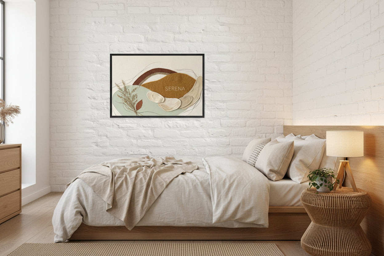 PPóster enmarcado abstracto tonos beige terracota verde salvia decoración boho minimalista
