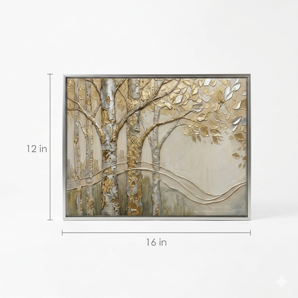 Cuadro árbol platinado lienzo arte abstracto moderno decoración minimalista sala hogar
